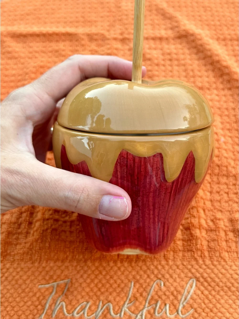 Hallmark Caramel Apple Ceramic Jar - Brown and Orange
